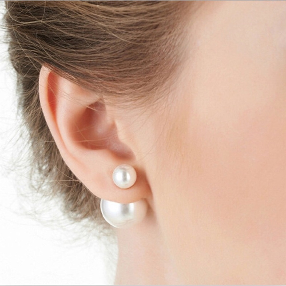 NWT Double Sided Pearl Stud Earrings
